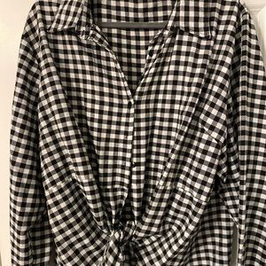 SHEIN Flannel Tie T-Shirt.